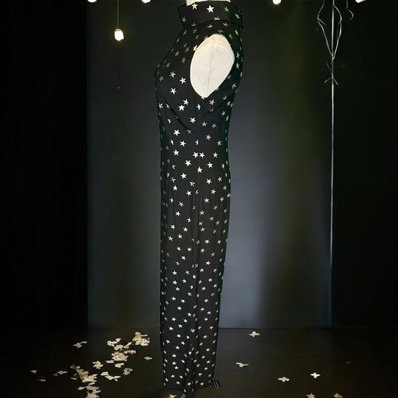 NWT RIXO London ‘Frankie’ Black & Gold Star Print Jumpsuit Size XXS / 2 - Picture 9 of 16